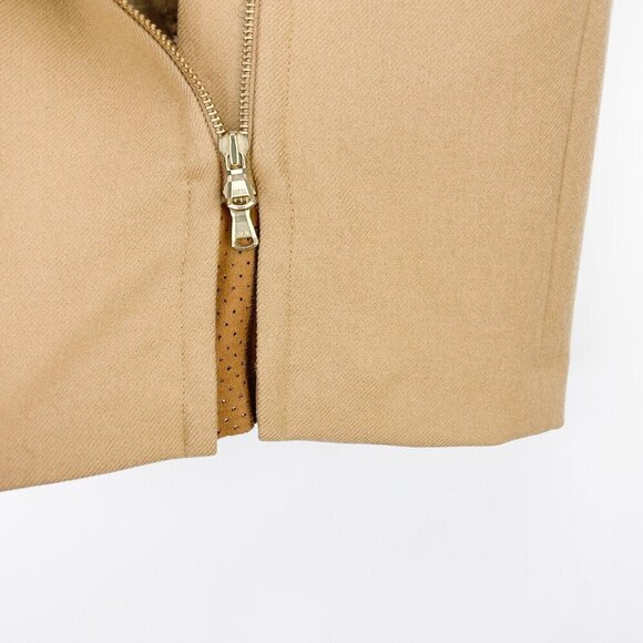 J.CREW Office Pencil Skirt Assymetrical Zip Wool Camel Tan sz 6 Tall - Picture 9 of 9